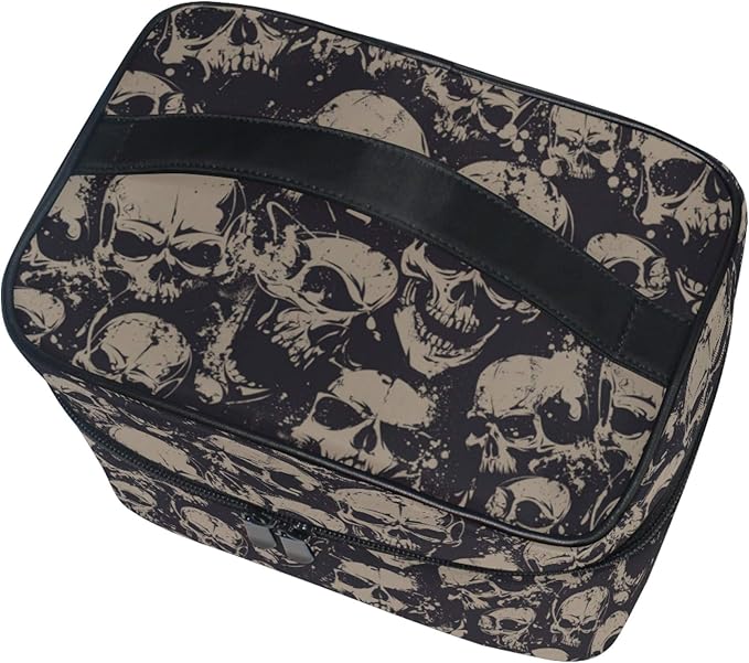 Makeup Bag, Grunge Skulls Travel Makeup Organizer Bag Cosmetic Cases Toiletry Bags for Girl Women Ladies
