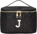 EURYNOME Makeup Bag with Custom Letter J, Water-Resistant Travel Organizer Pouch, (8.3x5.1x5.1 Inch) Cosmetic Case for Women