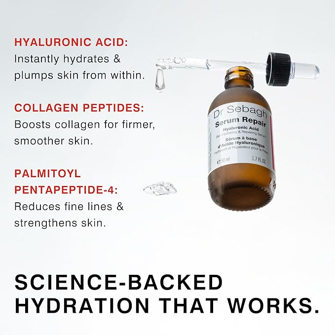 Dr Sebagh Serum Repair (1.7 fl oz) - Award-Winning Hyaluronic Acid Facial Hydrator - Anti Aging & Wrinkle - Skin Moisturizing & Repairing Formula - Collagen Boosting Youthful Glow For Women & Men