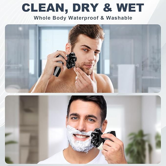 Hexus Head Shavers for Bald Men, Detachable Head Shaver Dry/Wet Bald Head Shaving for Men, IPX7 Waterproof Electric Razor with LED Display and Type-C Charge, Blue