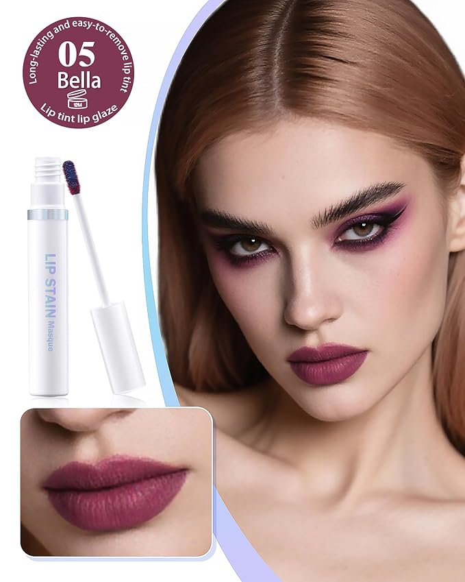 Lip Stain Masque Lip Liner Stain Long Lasting Waterproof Lip Tint Stain Semi-Permanent Lip Tattoo Transfer Proof Non-Drying Matte Finish Suitable for Women's Daily Lip Makeup