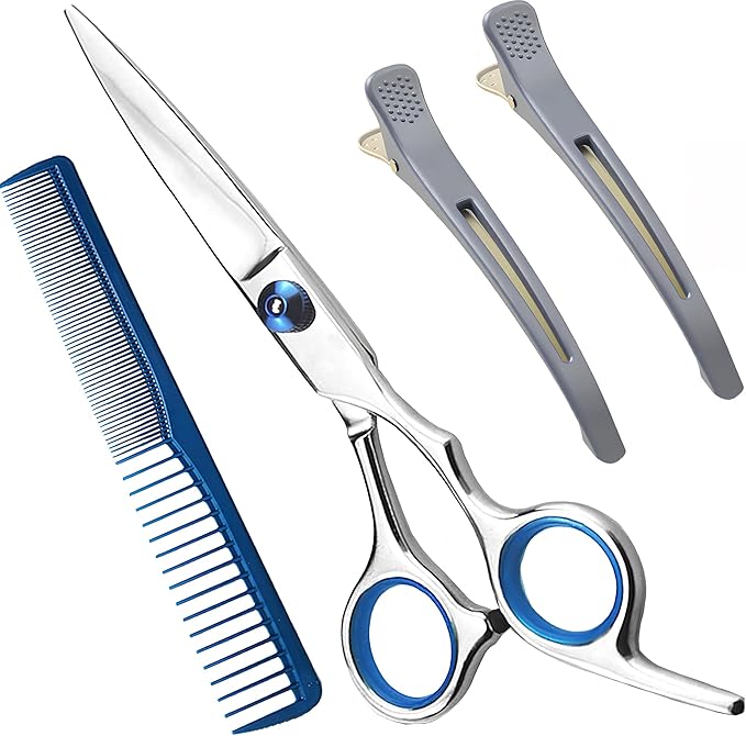MEUUT Hair Cutting Scissors Set 6.5 Inch - Sharp Barber Haircut Scissors with Styling Comb & No-Snag Clips for Professional and Home Haircuts, Japanese Steel Blades