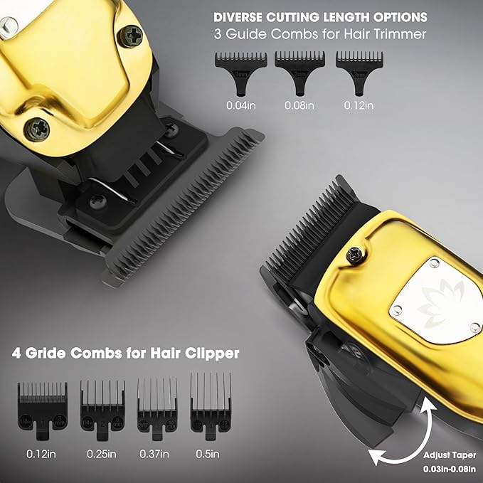 Karrte Professional Hair Clippers and Trimmer Set for Men, T-Shaper Trimmer & Foil Shaver, Nose & Ear Hair Trimmer, Cordless Clippers and Grooming Set, Hair Cutting Kit