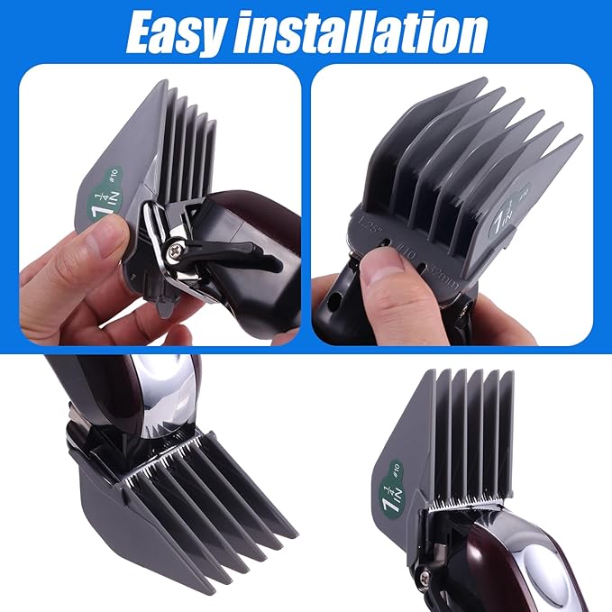 Extra Long Clipper Guards for most Wahl Clippers, 3 Inch Hair Clipper Combs Guides, Fit Wahl Clipper Guides Attachments - 1.25" to 3", 8 Piece Set, Gray Color