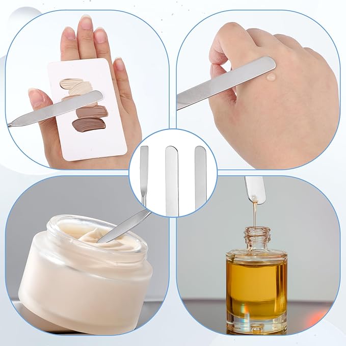 6 Pcs Stainless Steel Makeup Spatula Reusable Cosmetic Cream Spatulas Multi-functional Beauty Spatula Cosmetic Mixing Tool for Skincare Even Application Foundation