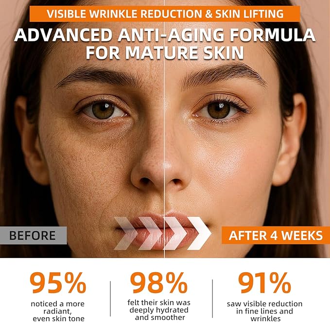 Super 22% Vitamin C Retinol Serum for Face: Advance Anti-Aging & Brightening Formula with Hyaluronic Acid, Niacinamide, Collagen, Peptides - Hydrates, Smooths, Targets Age Spots, Wrinkles, 1.7 Fl Oz