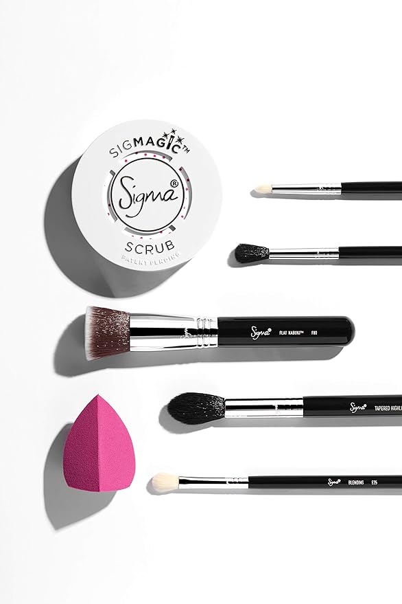 SIGMA Beauty Most Wanted Makeup Brush Set – Set of 5 Favorite Makeup Brushes for Foundation, Highlighter, Eyeshadow, Pencil Liner, and Blending (5 pcs)