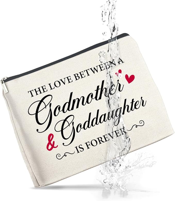 Makeup Bag Godmother Gifts from Goddaughter, Gifts for Godmother and Goddaughter Cosmetic Bag Zipper Makeup Pouch