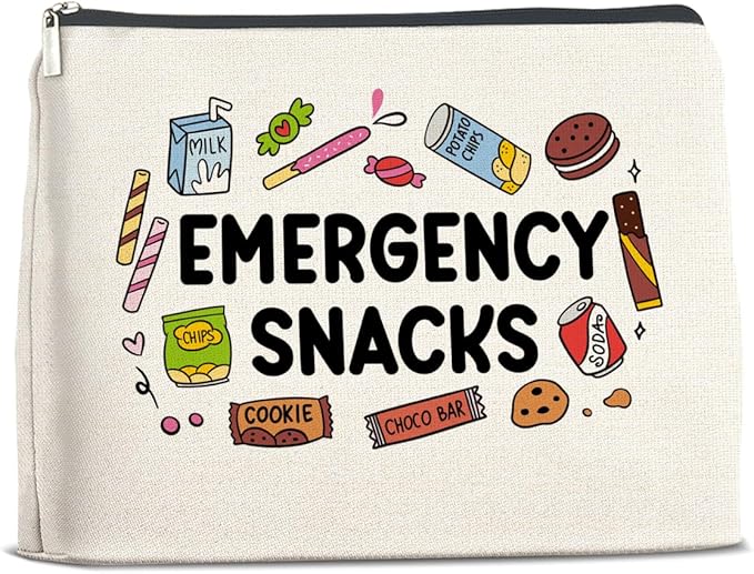 Snack Lover Gifts for Women, Foodie Gifts Makeup Bag, Emergency Snacks Zipper Makeup Pouch