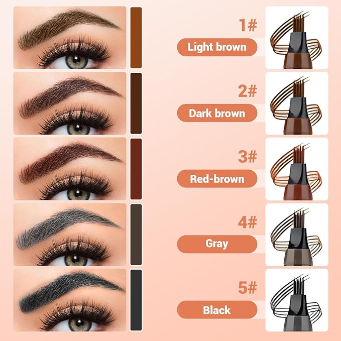 Microblading Eyebrow Pencils for Women,2026 Upgraded 3D Waterproof Eyebrow Pen,Long Lasting 4-Tip Brow Pencil, Eye Brow Pen for Natural Brows (Light Brown)