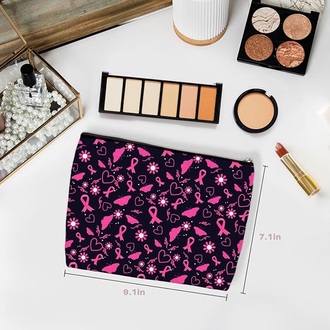 Pink Butterfly Makeup Bag, Flower Large Capacity Travel Makeup Case Cosmetic Bags for Women, Portable Pouch Purse Travel Essentials Toiletries Accessories, Christmas Birthday Gifts for Women