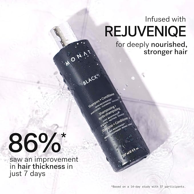 MONAT Black Shampoo + Conditioner – A 2-in-1 Formula for Optimal Hair Care in One Step – Cleanses, Conditions, and Promotes Stronger, Healthier-Looking Hair – For All Hair Types – 237ml (8.0 fl oz)