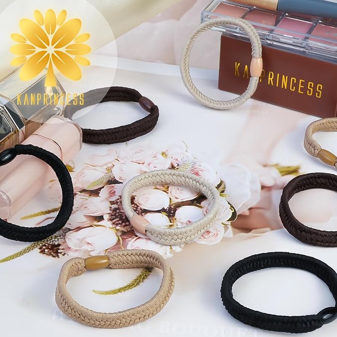16Pcs Hair Ties For Thick Hair, Strong Stretchy Hair Bands For Women Girls, No Slip Braided Hair Ties No Damage, Ponytail Holders-Exceptionally Secure with Gentle Hold (Set 8)