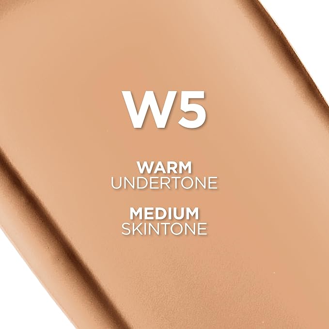 L'Oreal Paris True Match Super-Blendable Foundation, Medium Coverage Liquid Foundation Makeup, W5, Medium, 1 Fl Oz