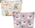 Llama Gifts, 2 Pcs Alpaca Makeup Bag, Cute Animal Cosmetic Bag Travel Pouch, Alpaca Llama Lovers Gift for Women Girls Daughter Sisters Best Friends Farm Animals Graduation Birthday