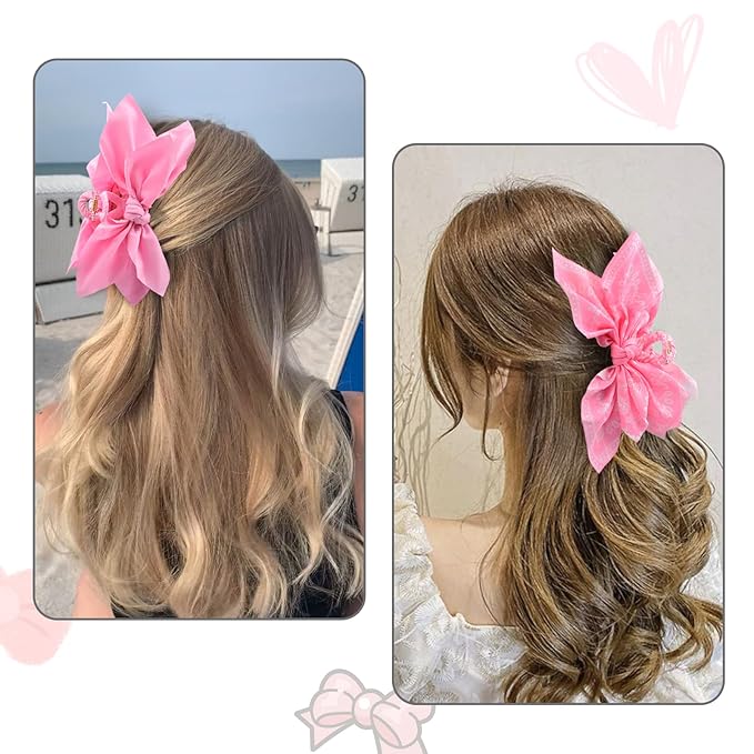 Bow Claw Clips Bow Hair Clips 2PC Pink Big Hair Bows for Women Butterfly Styling Large Hair Clips for Thick Hair for Girls Hair Accessories for Teen