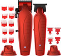 Supreme Trimmer 2-in-1 Vader Clipper & Trimmer Kit | Cordless Beard Trimmer & Mens Clippers Set for Barbers or Home | with DLC Coated Blades | Red