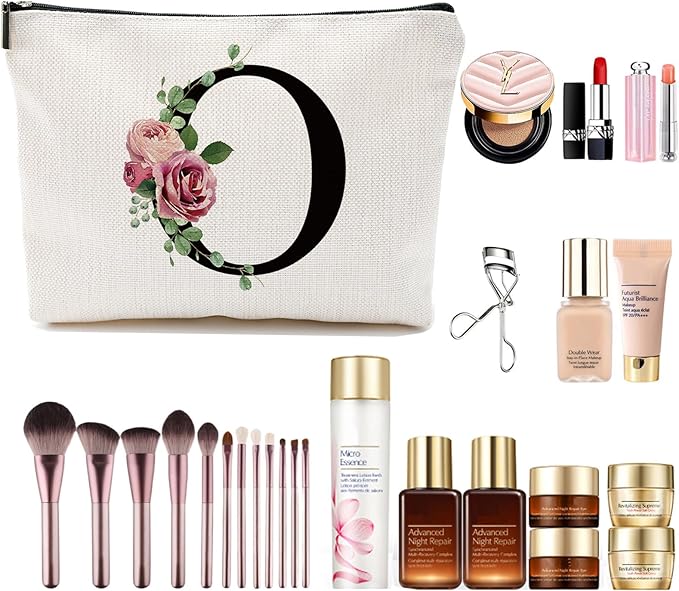 A-Z Personalized Makeup Bag, Monogrammed Bridesmaid Presents Cosmetic Bag, Portable Stationary Storage Organizer, Friendship Travel Makeup Bags
