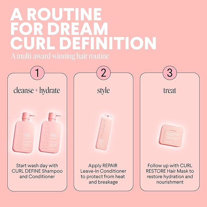 MONDAY HAIRCARE Curl Define Shampoo + Conditioner Set (2 Count) 12 oz Each Nourishes Curls, Tames Frizz, Coconut Oil and Shea Butter Enhance Shine, 100% Recyclable Bottle