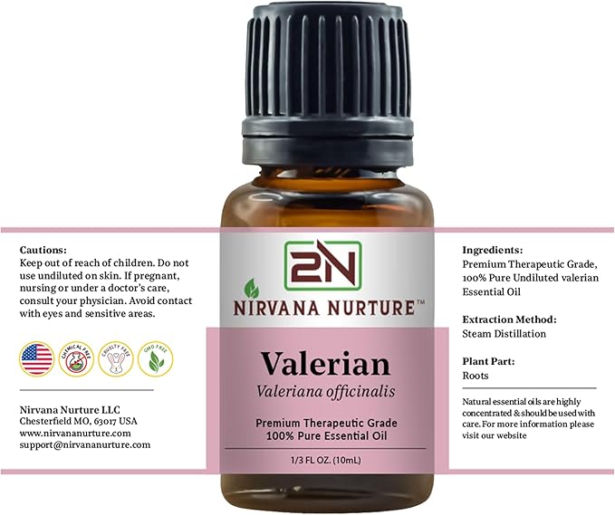 Valerian Essential Oil 100% Pure Premium Therapeutic Grade, Undiluted - Aromatherapy Diffuser for Calm and Relaxation, Skin Care, Hair Care