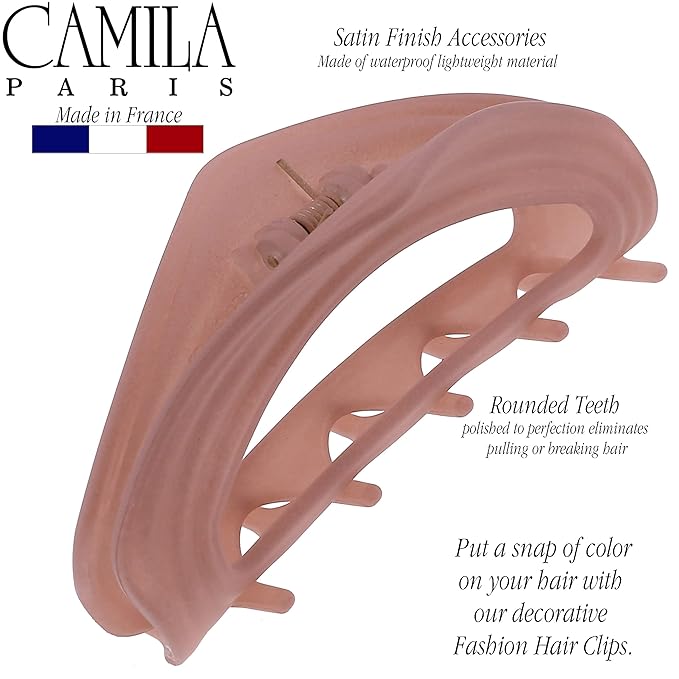 Camila Paris CP3530 French Hair Clip for Women, Pink, Girls Hair Claw Clip Jaw Fashion Durable and Styling Hair Accessories for Women, Luxury Ladies Strong Hold No Slip Grip Clamp, Made in France