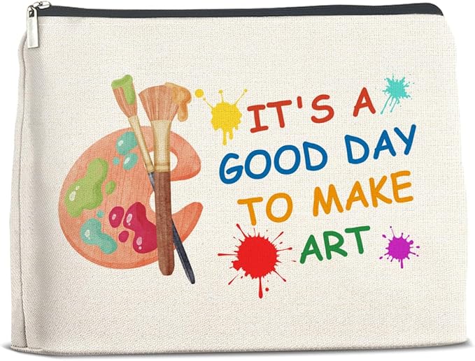 Art Teacher Makeup Bag - Art Lover Gifts for Women Artist & Teacher, Cosmetic Bag With Zipper Makeup Pouch