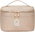 EURYNOME Makeup Bag with Custom Letter Q, Water-Resistant Travel Organizer Pouch, (8.3x5.1x5.1 Inch) Cosmetic Case for Women