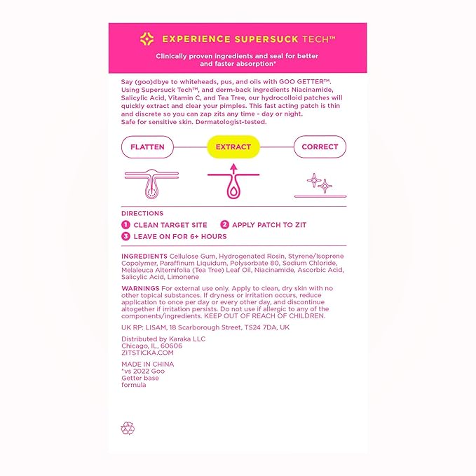 ZitSticka Pimple Patches for Face and Body, Hydrocolloid Patches to Cover Zits, Acne Patches or Zit Spot Stickers, Body Patch (GOO GETTER 36 Pack)