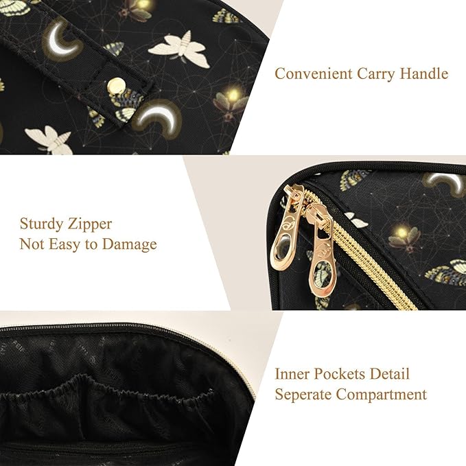 Makeup Organizer Bag, Death Moth Butterfly Travel Makeup Bags Makeup Vanity Case Large Capacity Rhombus Cosmetic Toiletry Bag for Girl Women Ladies