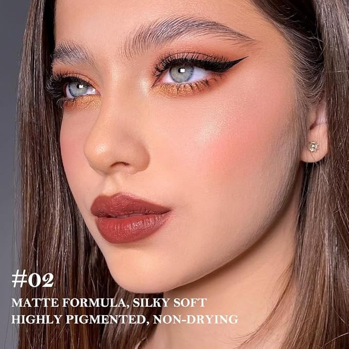 2Pcs Gradient Matte Lipstick Crayon Lip Liner pencil, Flawless Contour Gradual Ombre Effect lip Pencil, Lipstick for Women Long Lasting Waterproof Smudge Proof Lipstick Pencil 02#+03#