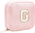LETGO Birthday Gifts for Women Small Personalized Initial Monogram Makeup Bag,Preppy Corduroy Makeup Bags Travel Toiletry Bag Cute Pouch Purse for Her Mom Girlfriend Wife Sister Teacher Bridesmaid