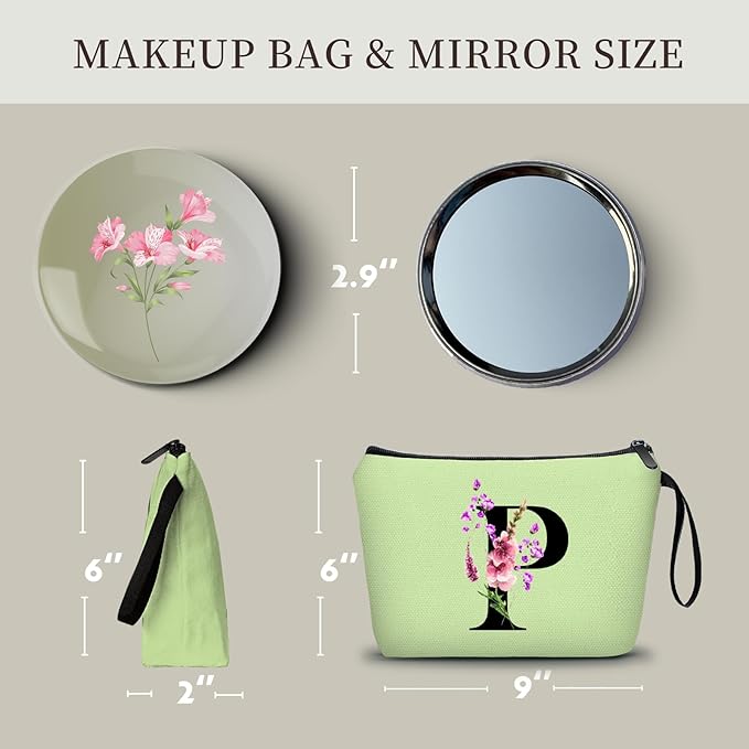 Birthday Inspirational Bridesmaid Proposal Team Small Gifts for Women Mom Aunt Teacher Sister Coworkers Makeup Cosmetic Bag Travel with Mirror Mothers Day Christmas Graduation P