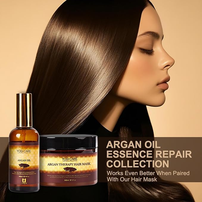 Moroccan Argan Oil For Frizzy, Dry & Damaged Hair – Nourishing & Strengthening Hair Care Oil For All Hair Types – Anti Frizz, Moisturizing, Repair & Shine – 3.4 FL.OZ Glass Bottle