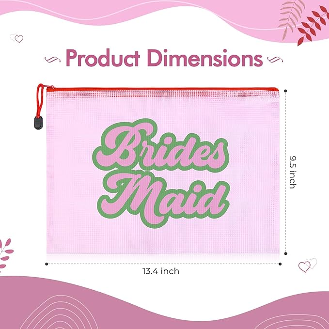 SOIDRAM 6PCS Bridesmaid Makeup Bag Clear Zippered Bag Bridesmaid Proposal Gifts Cosmetic Pouch for Wedding Party Favors Bachelorette Party Decorations Toiletry Organizer Bag Cosmetic Case Gift