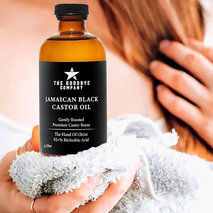 The Goodbye Company Black Castor Oil – (120mL / 4.25oz) – Cold-Pressed & Unrefined – 100% Pure & Hexane-Free – Glass Bottle – Nourishing Oil for Eyebrow, Eyelash & Hair Growth