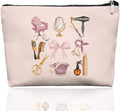 Pink Hairstylist Makeup Bag for Women, Cute Cosmetology Student Gifts,Hairdresser Travel Organizer Bag, Aesthetic Salon Accessory Pouch, Gifts for Teen Girls 7.5 x 10 in