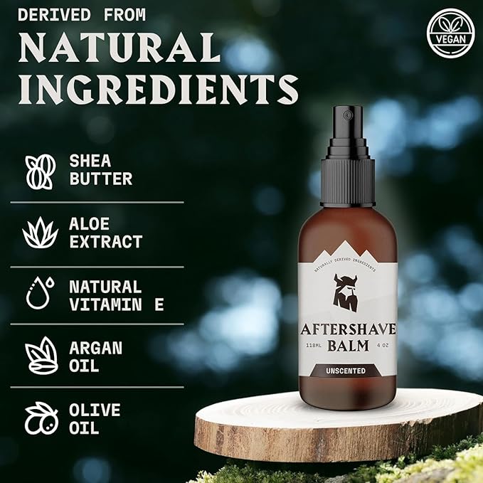 Striking Viking Aftershave Balm - 4 fl oz, Pack of 1, Fragrance-Free - Gentle Soothing & Unscented Aftershave for Men - All-Day Comfort & Shaving Balm Unscented