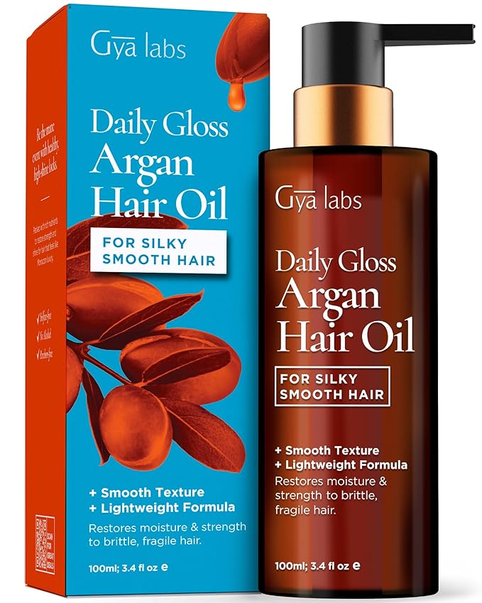 Gya Labs Daily Gloss Argan Oil - 3.4 Fl Oz - for Frizzy, Damaged & Color-Treated Hair - Strengthening, Shine & Protection