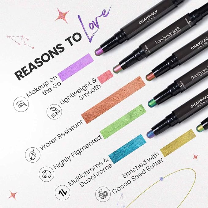 CHARMACY Multichrome 2 in 1 Cream Eyeshadow Stick, Waterproof Eye Brightener Highlighter Stick Makeup, High Pigmented, Smudge-Proof, Vegan & Cruelty-Free (905)