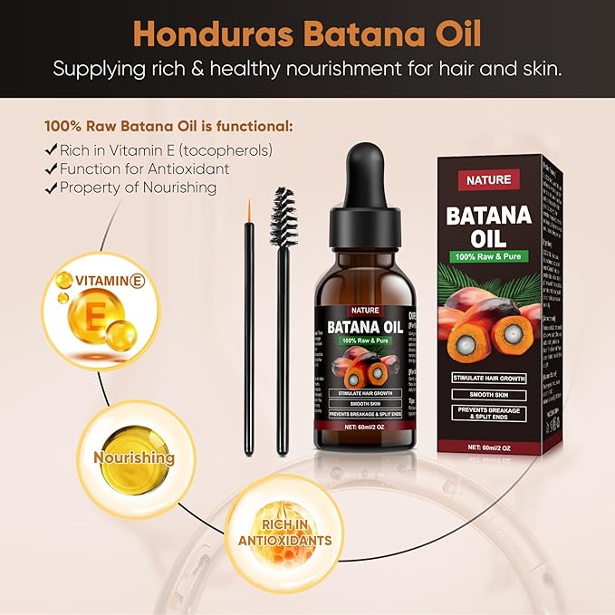 Batana Oil for Hair Growth - Organic, Unscented, Clear Oil for All Hair Types - Enhances Radiance & Nourishment