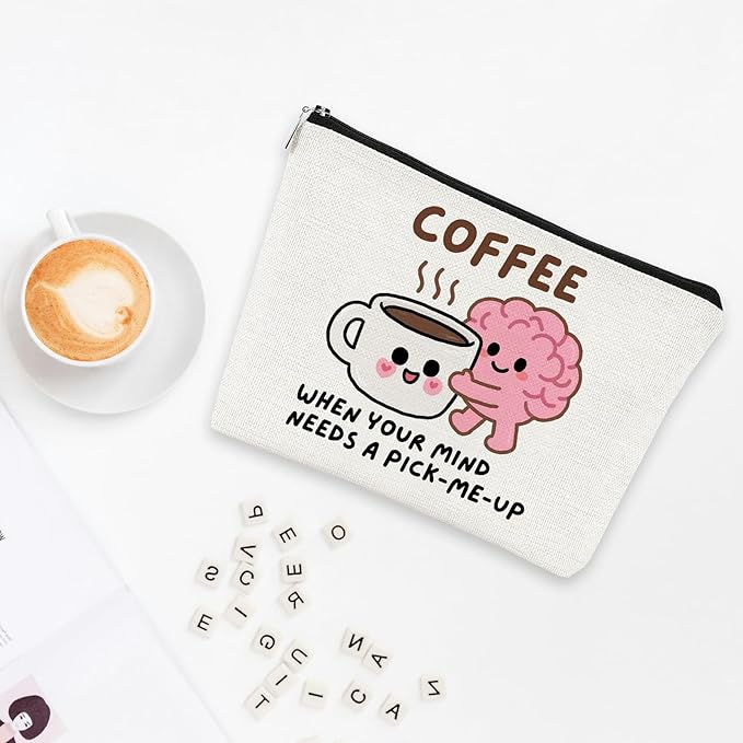 Coffee Gifts Makeup Bag Coffee Lover Gift Cosmetic Bag for Women Zipper Pouch Travel Toiletry Gifts for Birthday Christmas