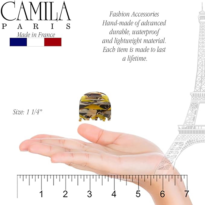 Camila Paris CP3273 French Hair Clip for Women, Small Handmade Mustard, Girls Hair Claw Clips Jaw Fashion Durable and Styling Hair Accessories for Women, Strong Hold No Slip Grip, Made in France