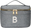 EURYNOME Makeup Bag - Water-Resistant Travel Cosmetic Organizer (8.3x5.1x5.1 Inch) for Women,Sparkling Custom Letter B Design