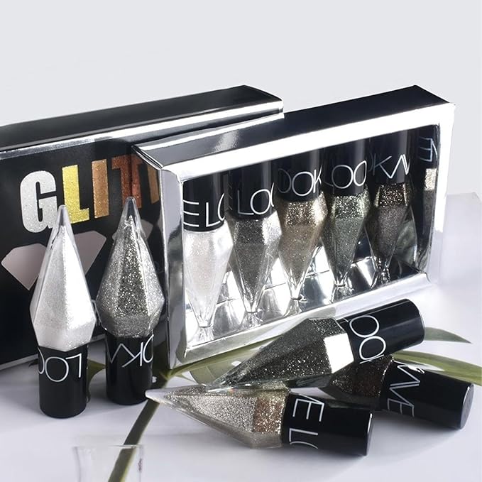 5 Pcs Liquid Eyeshadow Glitter Eyeliner Diamond Colorful Set with Shimmery and Waterproof Eye Shadow for Gift Eye Glitter Makeup (Type B)