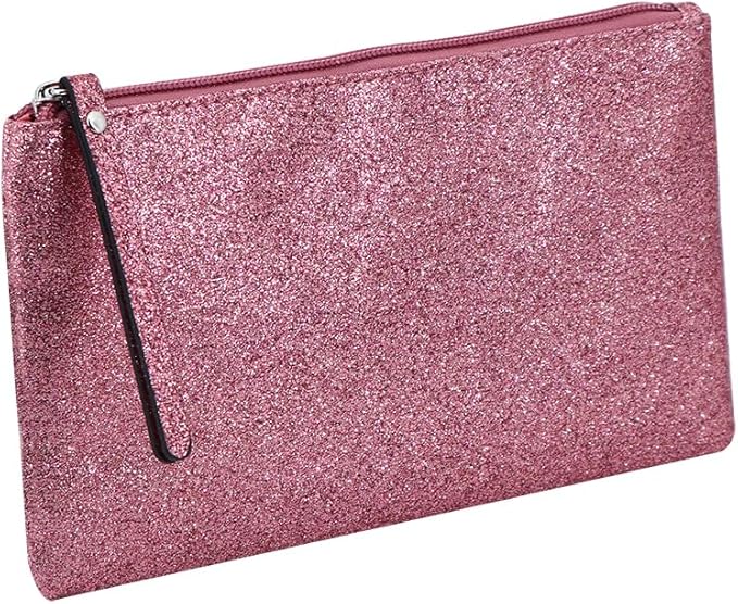 Celestial Glitter Makeup Pouch – Six Stunning Shades - Festive Cosmetic Bag (Starlit Rose)