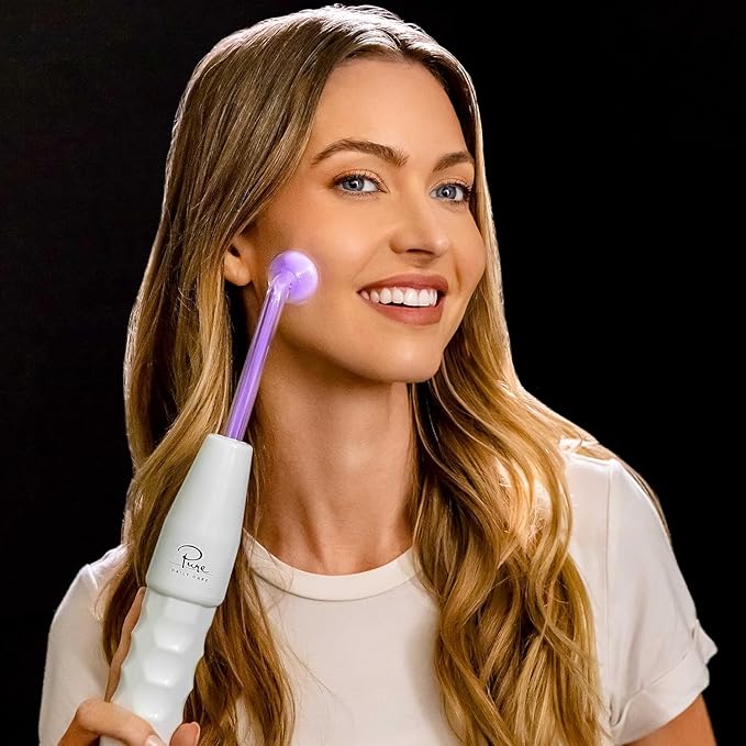 Pure Daily Care NuDerma Clinical Portable Skin Therapy Wand, Machine with 6 Fusion Neon + Argon Wands – Anti Aging - Clarifying - Skin Tightening & Radiance - Wrinkle Reducing