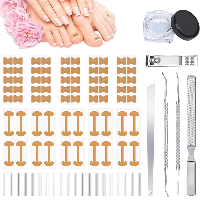 Ingrown Toenail Corrector Set with Correction Strips,Professional Ingrown Toenails Pedicure Tool Set, Toenail Correction Strips & Ingrown Toenail Corrector,Ingrown Nail Tool for Women Man