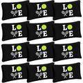 Moukeren 12 Pieces Tennis Makeup Bag Cosmetic Bag Travel Portable Storage Toiletry Case Accessories with Zippers Tennis Gifts for Lovers Players Teams Women Girls(Black)