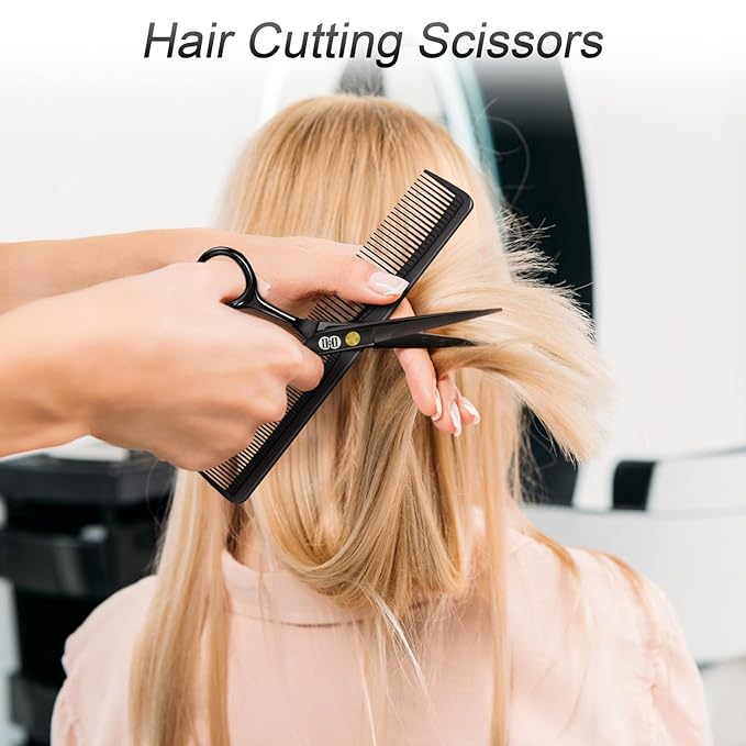 CIICII Hair Cutting Scissors Shears Kit, Professional Barber Haircut Scissors Set (6.7 Inch Hair Beard Hairdressing Trimming Haircutting Thinning Shears) for Men Women Hairdresser Home Salon (Black)