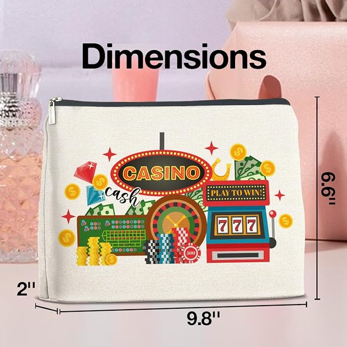 Casino Gifts Makeup Bag Vegas Casino Gifts for Women Friends Traveler Cosmetic Bag Zipper Makeup Pouch Gift